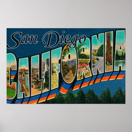 San Diego, California - Large Letter Scenes ポスター (正面)