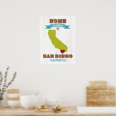 San Diego, California Map – Home Is Where The Hear ポスター (キッチン)