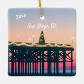 San Diego California Pink Blueメモリーメッセージfoto セラミックオーナメント (正面)