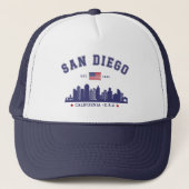 San Diego California Skyline West Coast Vibes キャップ (正面)