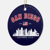 San Diego California Skyline West Coast Vibes セラミックオーナメント (左)