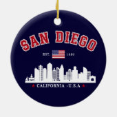 San Diego California Skyline West Coast Vibes セラミックオーナメント (裏面)