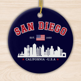 San Diego California Skyline West Coast Vibes セラミックオーナメント