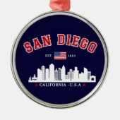 San Diego California Skyline West Coast Vibes メタルオーナメント (正面)