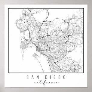 San Diego California Street Map ポスター