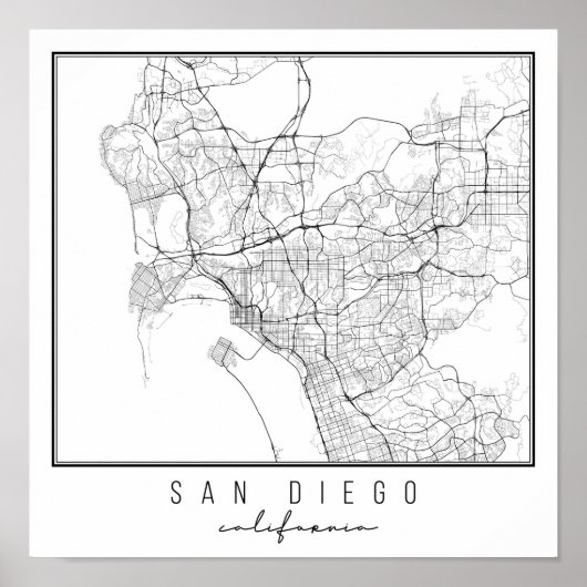 San Diego California Street Map ポスター (正面)
