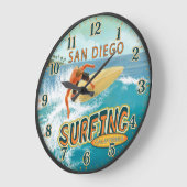 San Diego California Surfing ラージ壁時計 (傾斜)