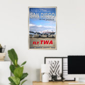 San Diego California TWA Airlines New Original ポスター (ホームオフィス)
