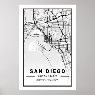 San Diego California USA Cities Travel City Map ポスター