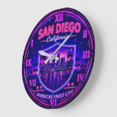 San Diego California Waterfront ラージ壁時計 (傾斜)