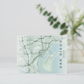 San Diego City Map Minimal Postcard ポストカード (スタンド正面)
