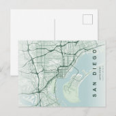 San Diego City Map Minimal Postcard ポストカード (正面/裏面)