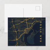 San Diego City Map Minimal Postcard ポストカード (正面/裏面)