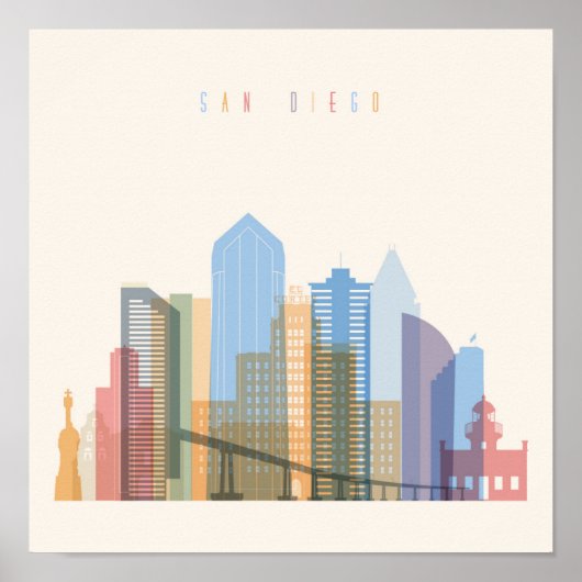 San Diego City Skyline ポスター (正面)