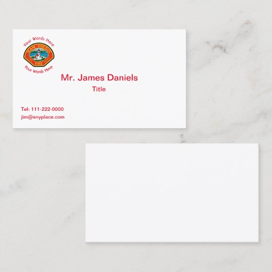 San Diego Fire Department Emblem Business Card 名刺 (正面/裏面)