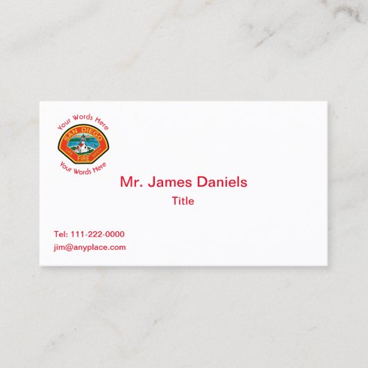 San Diego Fire Department Emblem Business Card 名刺 (正面)