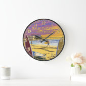 San Diego Ocean Beach Sunset Surf ラージ壁時計 (ホーム)