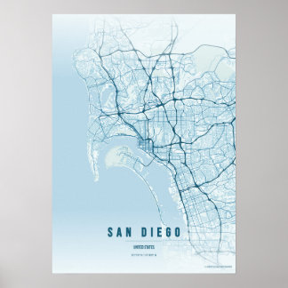 San Diego Ocean Map Print Poster Wallart Gift ポスター