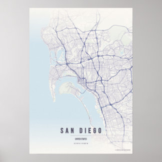 San Diego Pastel Map Print Poster Wallart Gift ポスター