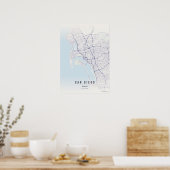 San Diego Pastel Map Print Poster Wallart Gift ポスター (キッチン)