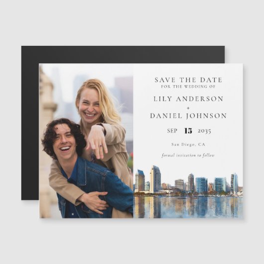 San Diego Photo Wedding Save The Date マグネット招待状 (正面/裏面)
