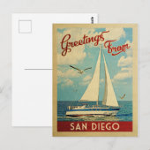 San Diego Postcard Sailboat Vintage California ポストカード (正面/裏面)