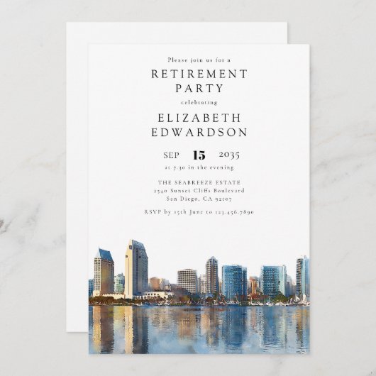 San Diego Skyline Retirement Party 招待状 (正面/裏面)