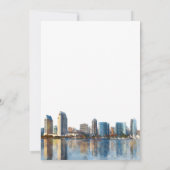 San Diego Skyline Watercolor Destination Wedding セーブザデート (裏面)