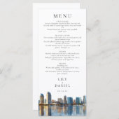 San Diego Skyline Watercolor Destination Wedding メニュー (正面/裏面)