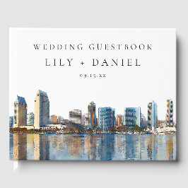 San Diego Skyline Watercolor Wedding ゲストブック