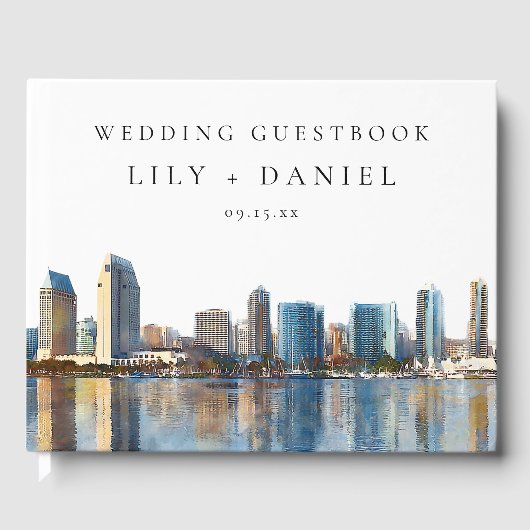 San Diego Skyline Watercolor Wedding ゲストブック (正面)