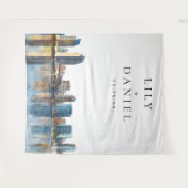 San Diego Skyline Wedding Photo Backdrop タペストリー (正面(横))