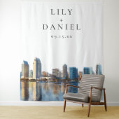 San Diego Skyline Wedding Photo Backdrop タペストリー (インサイチュ)