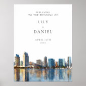 San Diego Skyline Wedding Welcome Sign ポスター (正面)