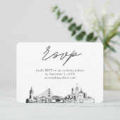 San Franciscoの結婚ミニマルなスケッチRSVP エンクロージャーカード (スタンド正面)