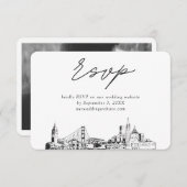 San Franciscoの結婚ミニマルなスケッチRSVP エンクロージャーカード (正面/裏面)
