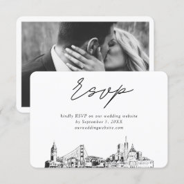 San Franciscoの結婚ミニマルなスケッチRSVP エンクロージャーカード