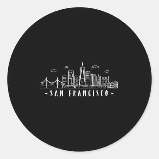San Francisco Amerika Kalifornien Skyline Golden-g ラウンドシール (正面)