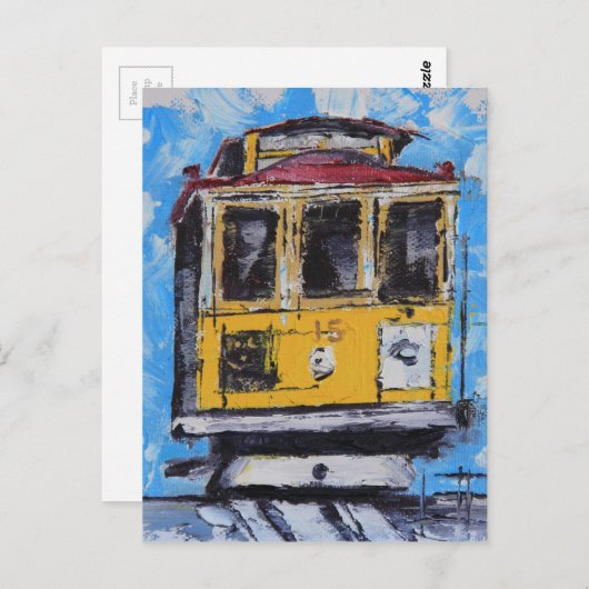 San Francisco Art、ケーブルカー絵を描ズ、カリフォルニア ポストカード (正面/裏面)