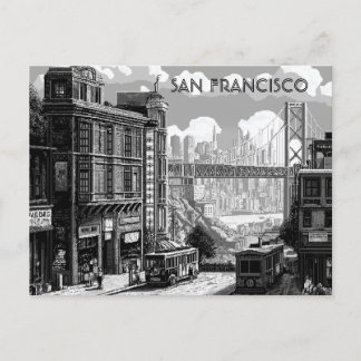 San Francisco Black and White Travel postcard ポストカード