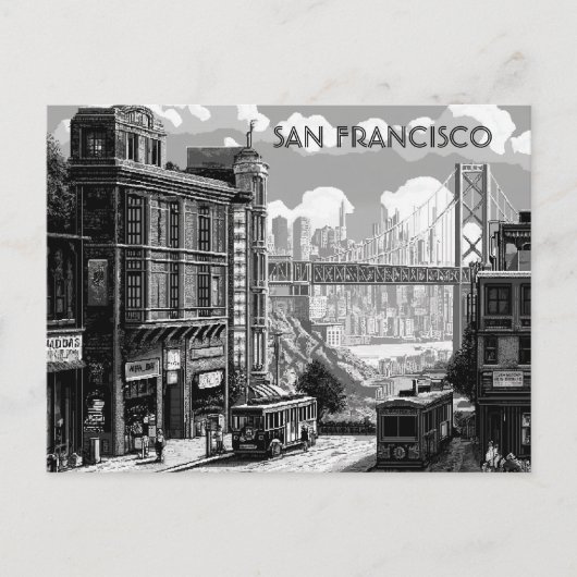 San Francisco Black and White Travel postcard ポストカード (正面)