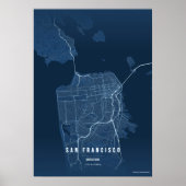 San Francisco Blue Print Map Wallart Poster Gift ポスター (正面)