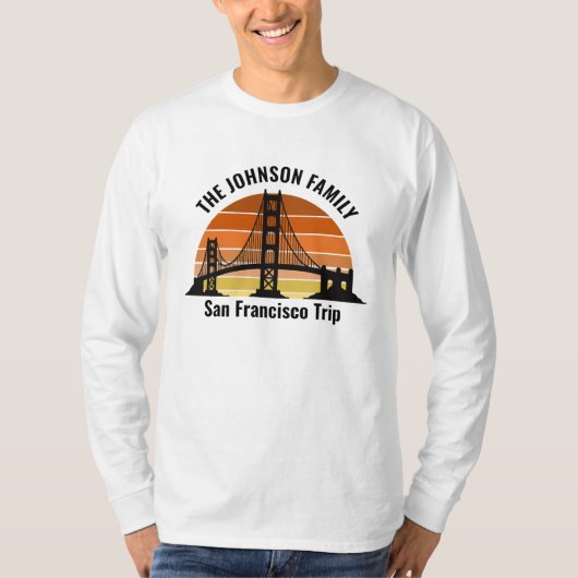 San Francisco Bridge Sunset Custom Long Sleeve Tシャツ (正面)