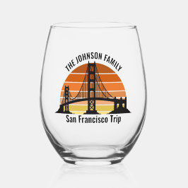 San Francisco Bridge Sunset Custom Trip Souvenir ステムなしワイングラス