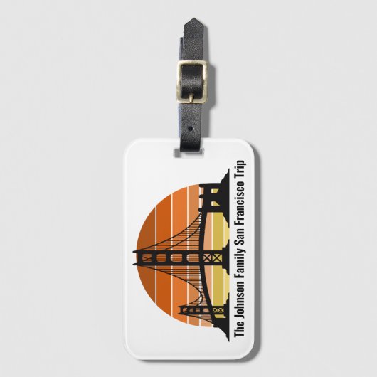 San Francisco Bridge Sunset Custom Vacation ラゲッジタグ (正面縦)