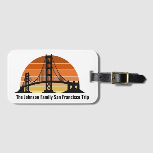 San Francisco Bridge Sunset Custom Vacation ラゲッジタグ (正面横)