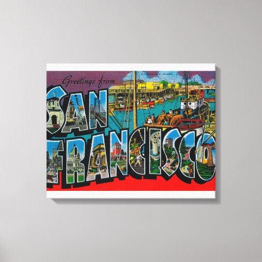 San Francisco, Californiaラージレターシーン2 キャンバスプリント (正面)