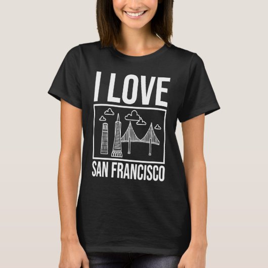 San Francisco California City Skyline Map Travel Tシャツ (正面)