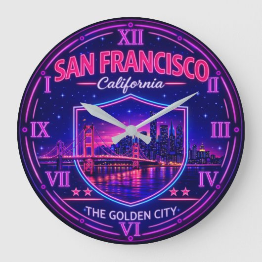 San Francisco California Golden Gate ラージ壁時計 (正面)