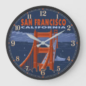San Francisco California Golden Gate Bridge ラージ壁時計 (正面)